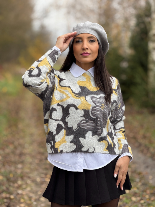 Bluza gri cu flori galbene [2]