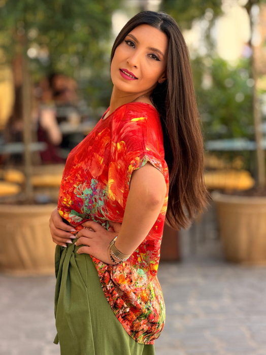 Bluza lejera cu imprimeu flori [4]