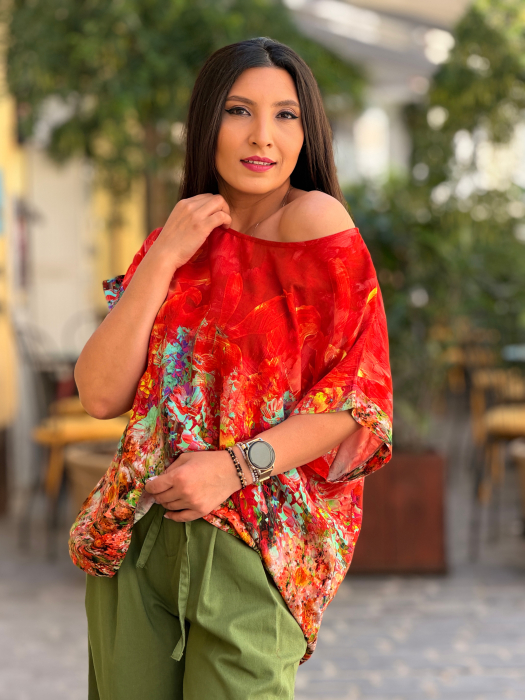 Bluza lejera cu imprimeu flori [3]