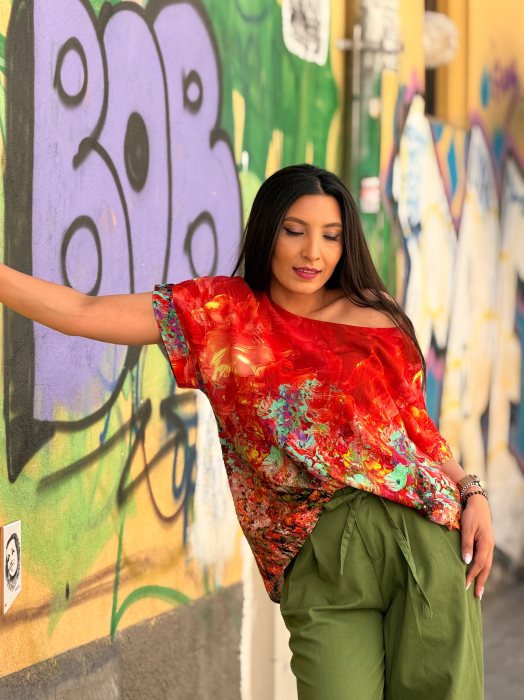 Bluza lejera cu imprimeu flori [5]