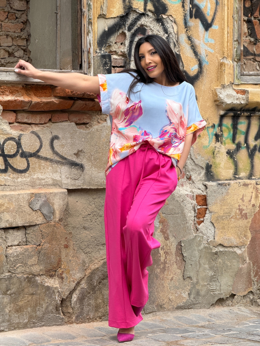 Bluza mov cu imprimeu floare [3]