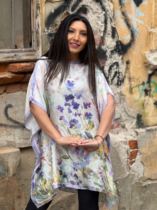 Bluza mov cu imprimeu flori de camp [4]