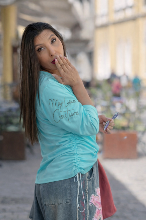 Bluza my luxe cu floare la maneca [3]