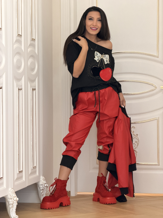 Bluza neagra cu cirese si funda [3]