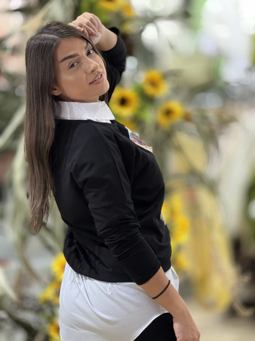 Bluza neagra cu imprimeu fetita cu perlute [4]