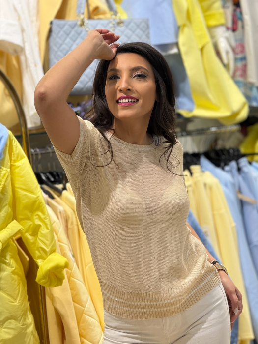 Bluza tricotata cu fir stralucitor si croiala lejera [3]