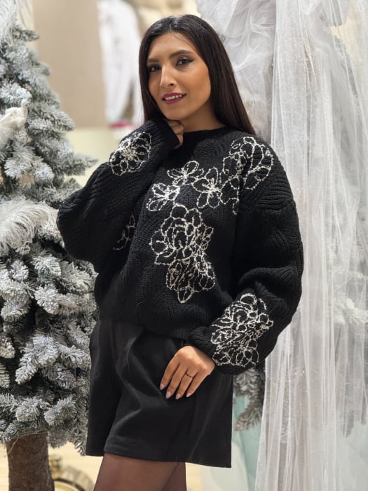 Bluza tricotata cu flori [2]