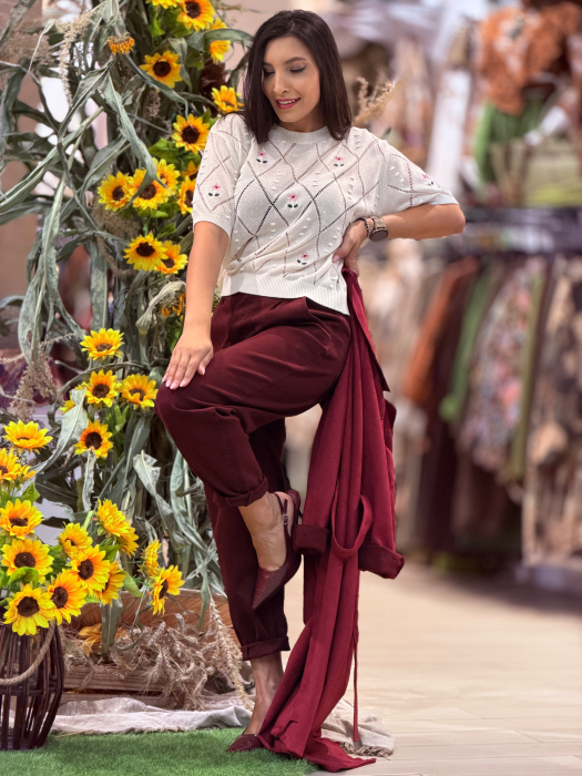 Bluza tricotata cu floricele [5]