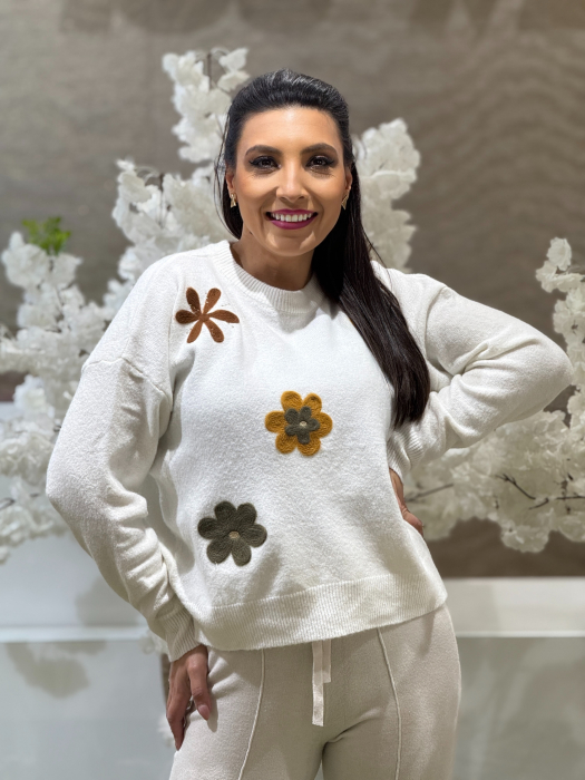 Bluza tricotata cu imprimeu floricele [2]