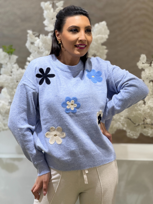 Bluza tricotata cu imprimeu floricele [1]