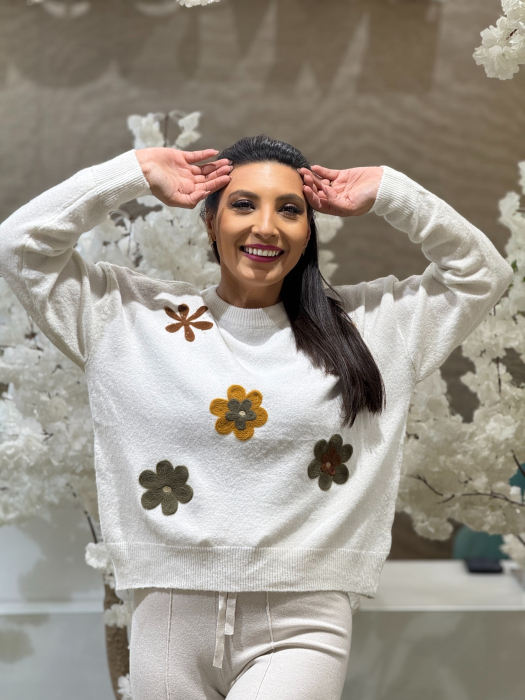 Bluza tricotata cu imprimeu floricele [1]