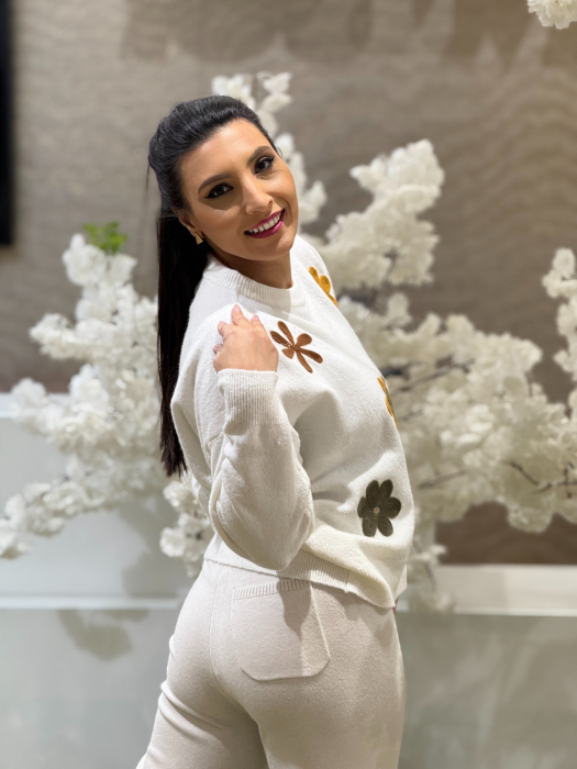 Bluza tricotata cu imprimeu floricele [4]