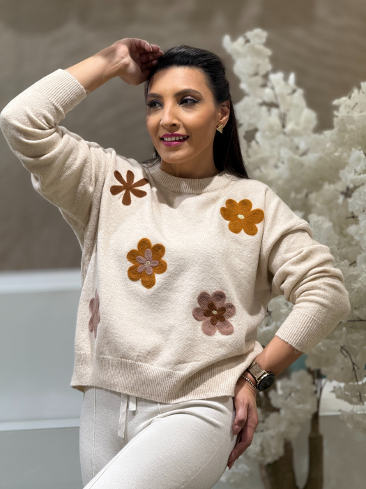 Bluza tricotata cu imprimeu floricele [1]