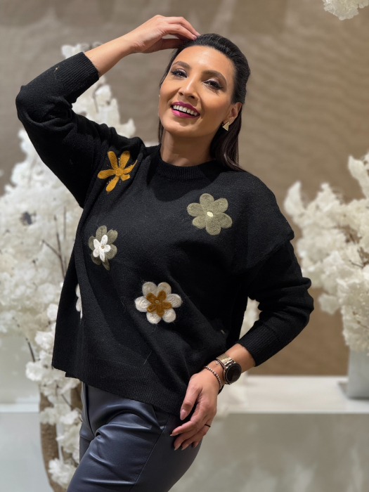 Bluza tricotata cu imprimeu floricele [3]