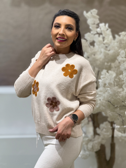 Bluza tricotata cu imprimeu floricele [3]