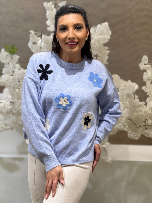 Bluza tricotata cu imprimeu floricele [2]