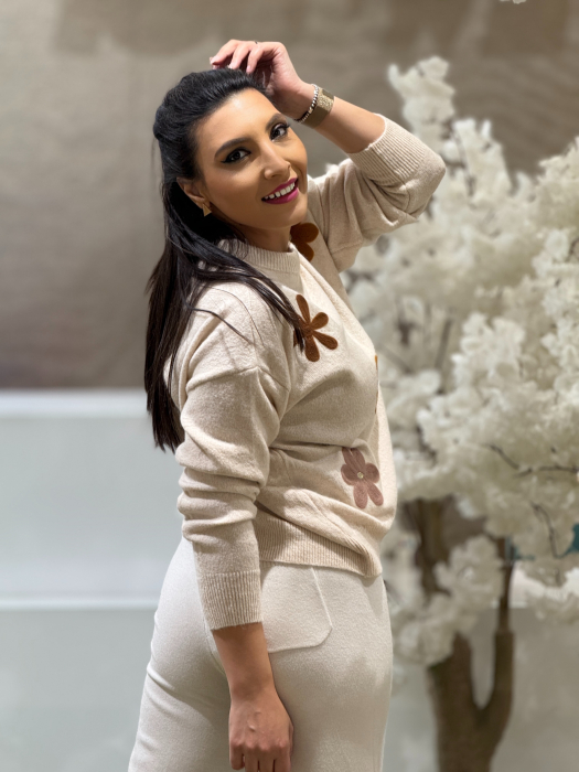 Bluza tricotata cu imprimeu floricele [4]