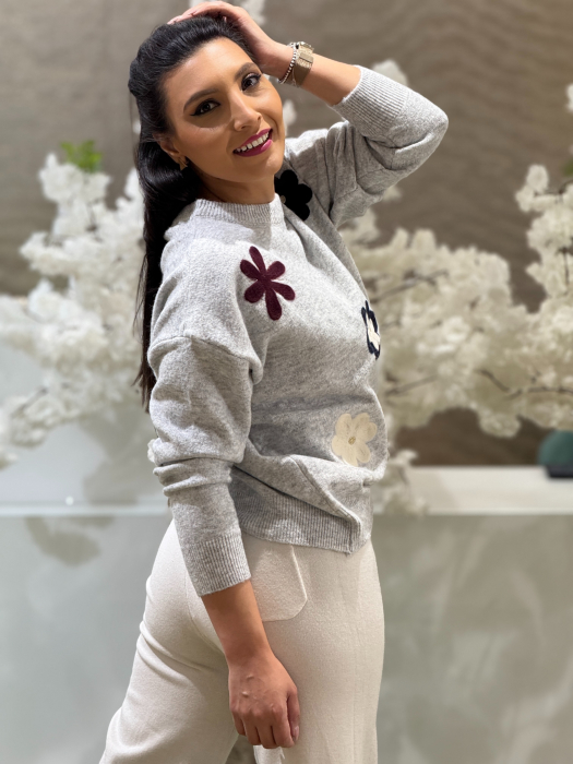 Bluza tricotata cu imprimeu floricele [4]