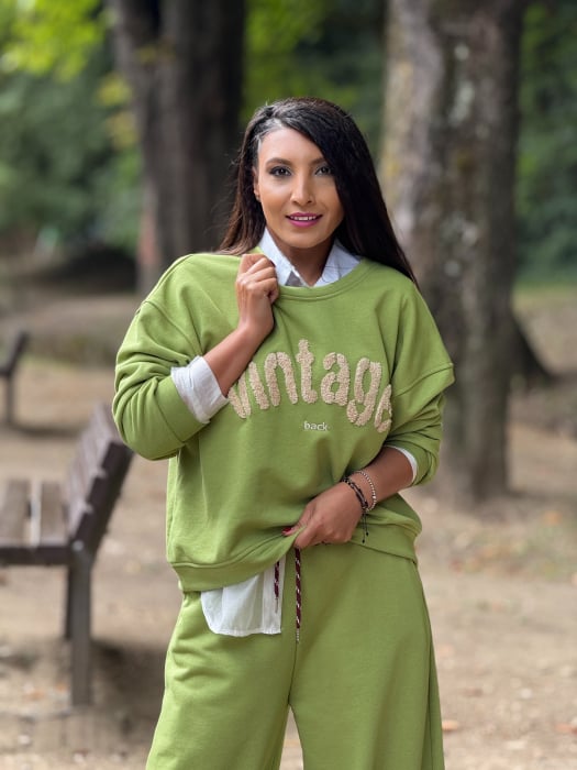 Bluza verde cu print,,Vintage" [1]
