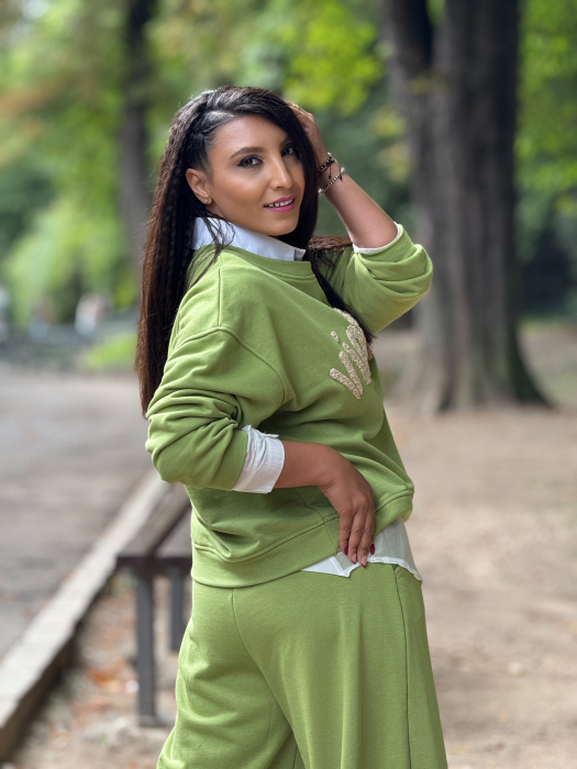 Bluza verde cu print,,Vintage" [5]