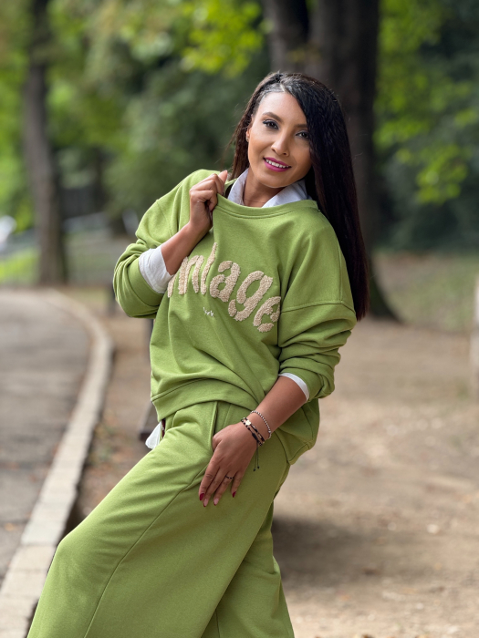Bluza verde cu print,,Vintage" [4]