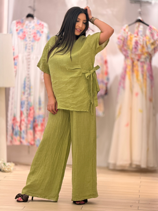 Bluza verde cu reglaj in talie [3]