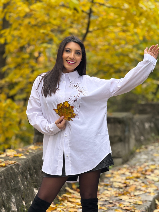 Camasa alba cu imprimeu papadie [3]