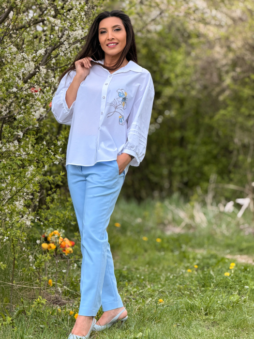 Camasa alba cu nasturi si broderie florala [4]