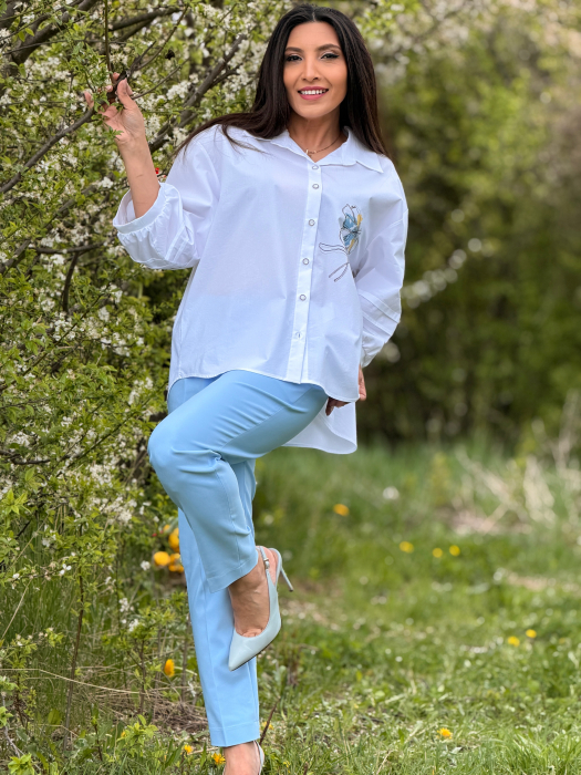 Camasa alba cu nasturi si broderie florala [8]