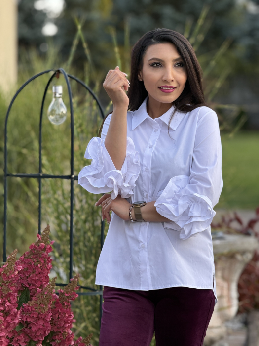 Camasa alba cu volane la maneca [5]