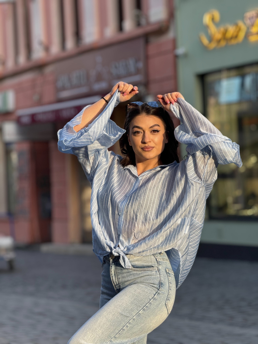 Camasa cu dungi si nasturi pe croi lejer [2]