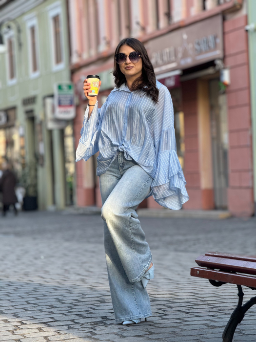 Camasa cu dungi si nasturi pe croi lejer [4]