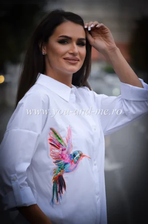 Camasa cu imprimeu colibri roz [5]