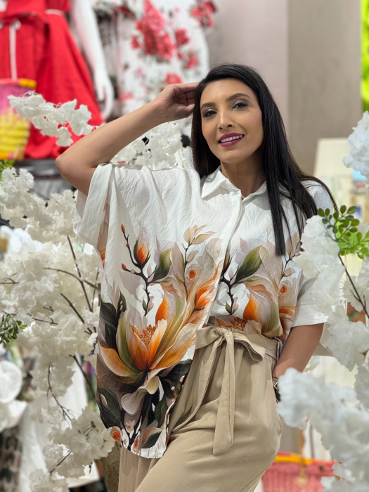 Camasa cu imprimeu floral in nuante de toamna [2]