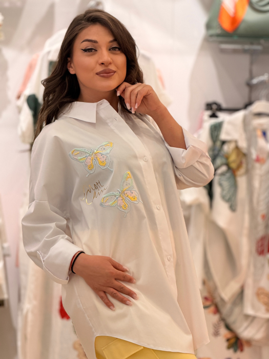 Camasa dama alba cu imprimeu fluturi [5]