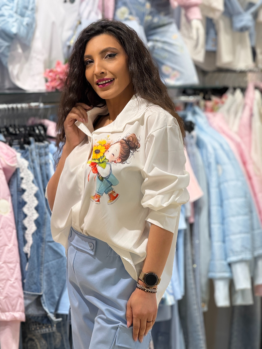 Cămașă damă cu imprimeu figurativ și nod frontal [2]