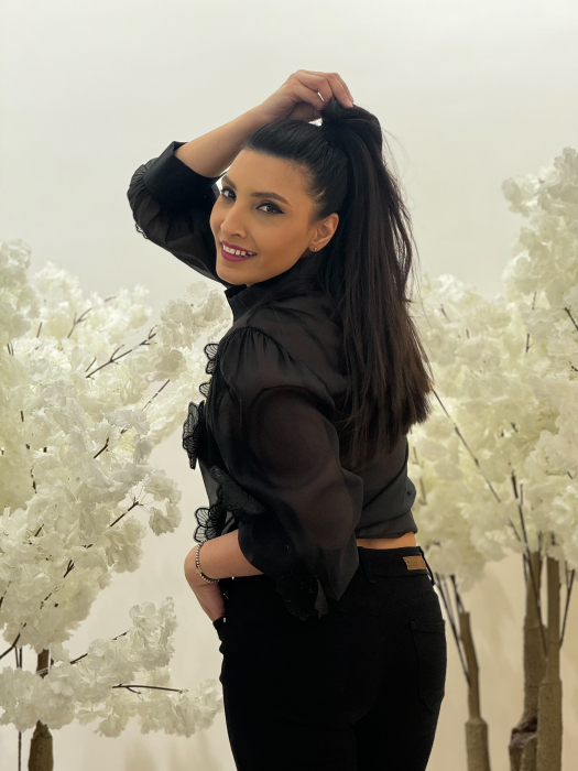 Camasa din organza cu flori aplicate [4]