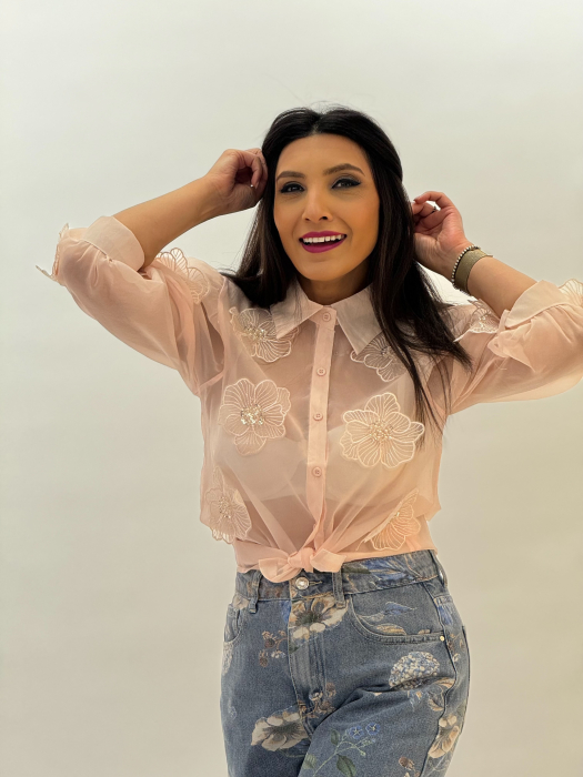 Camasa din organza cu flori aplicate [2]