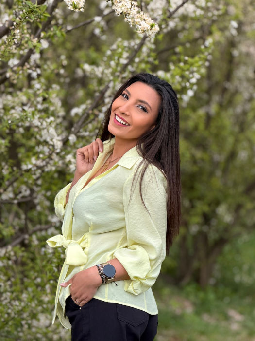 Camasa galben pastel cu nod frontal [2]