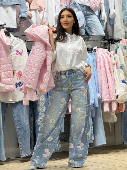 Camasa oversize cu 2 flori brodate [4]