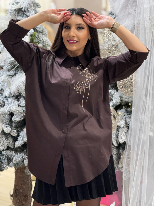 Camasa oversize cu 3 flori cu pietricele [3]