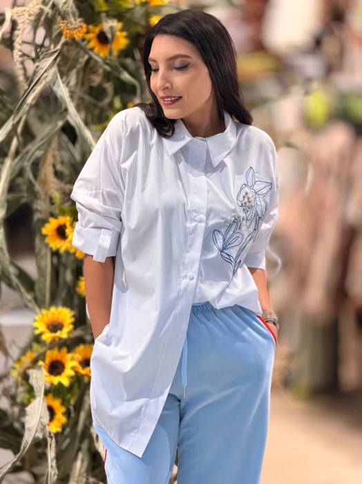 Camasa oversize cu print floare albastra [2]