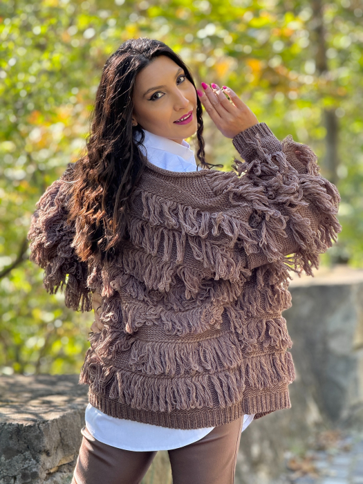 Cardigan tricotat cu franjuri [3]