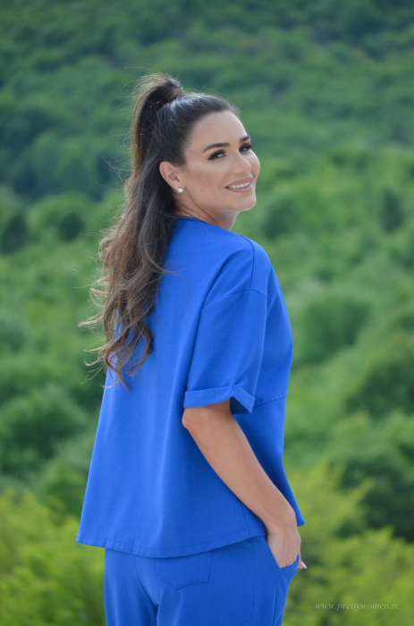 Compleu albastru cu bluza cu nasturi [5]