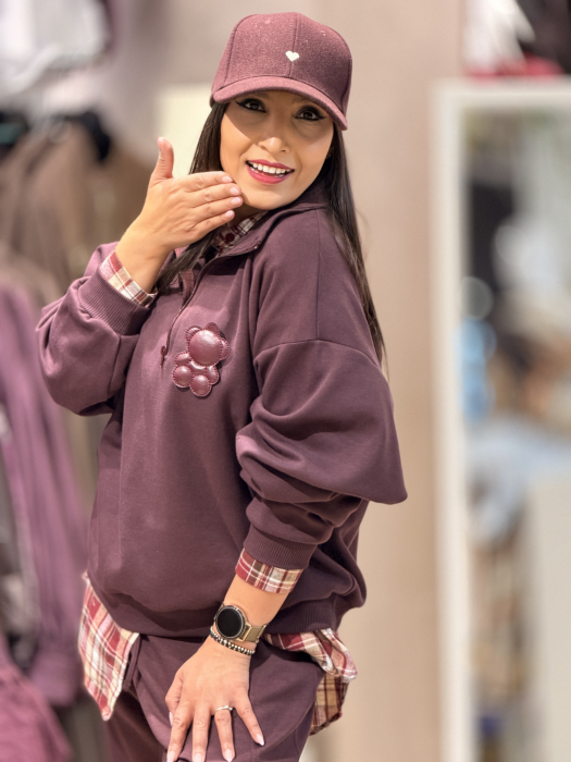 Compleu bordo cu bluza cu fermoar [6]