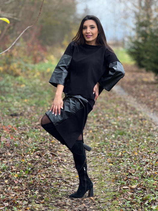 Compleu cu fusta din imitatie de piele [2]