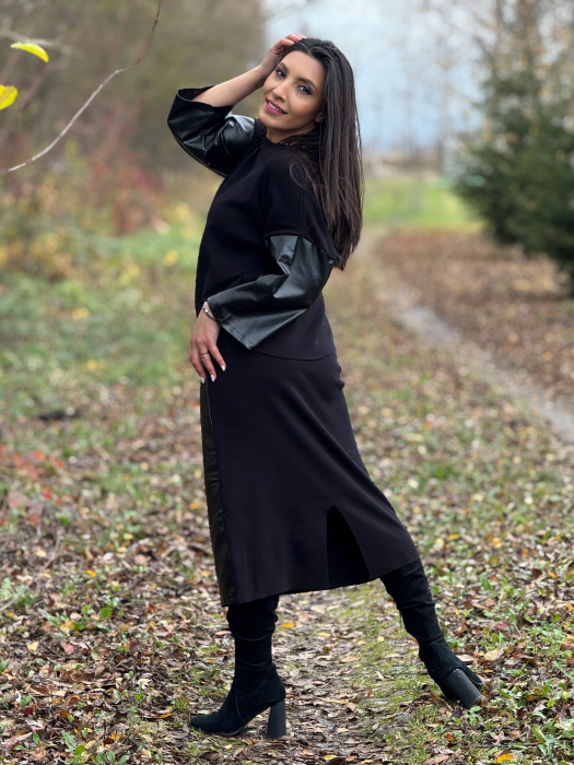 Compleu cu fusta din imitatie de piele [5]