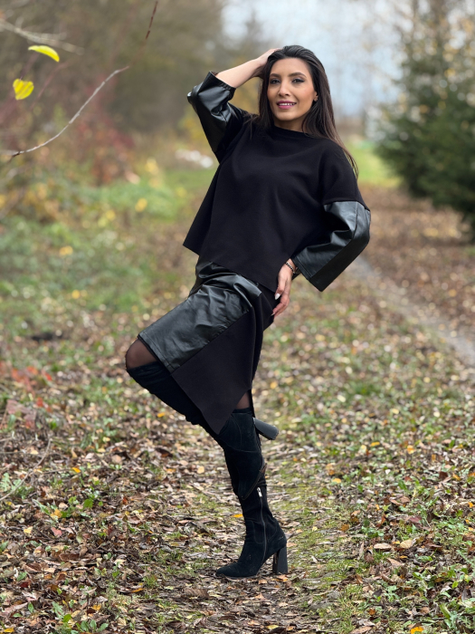 Compleu cu fusta din imitatie de piele [1]