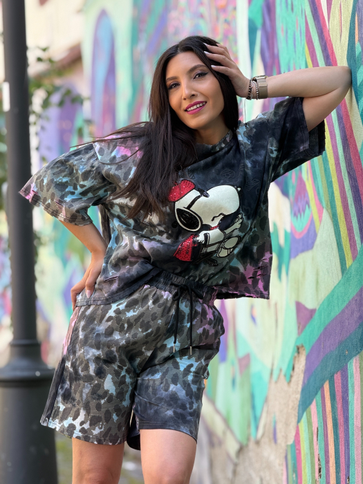 Compleu cu imprimeu Snoopy si animal print [2]