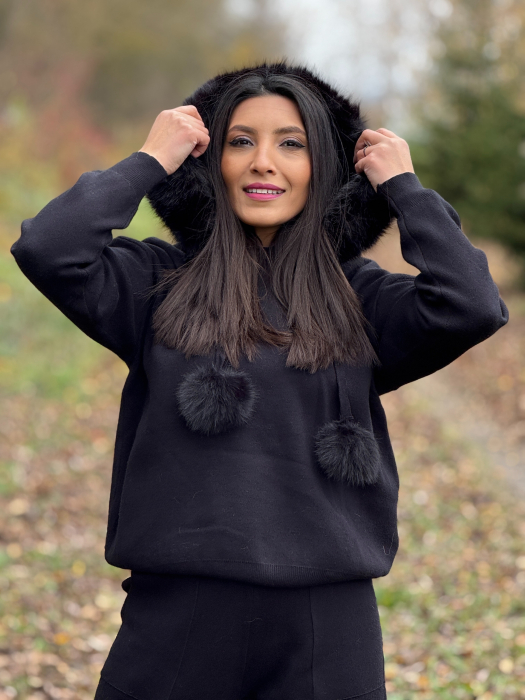 Compleu tricotat cu blanita la gluga [8]